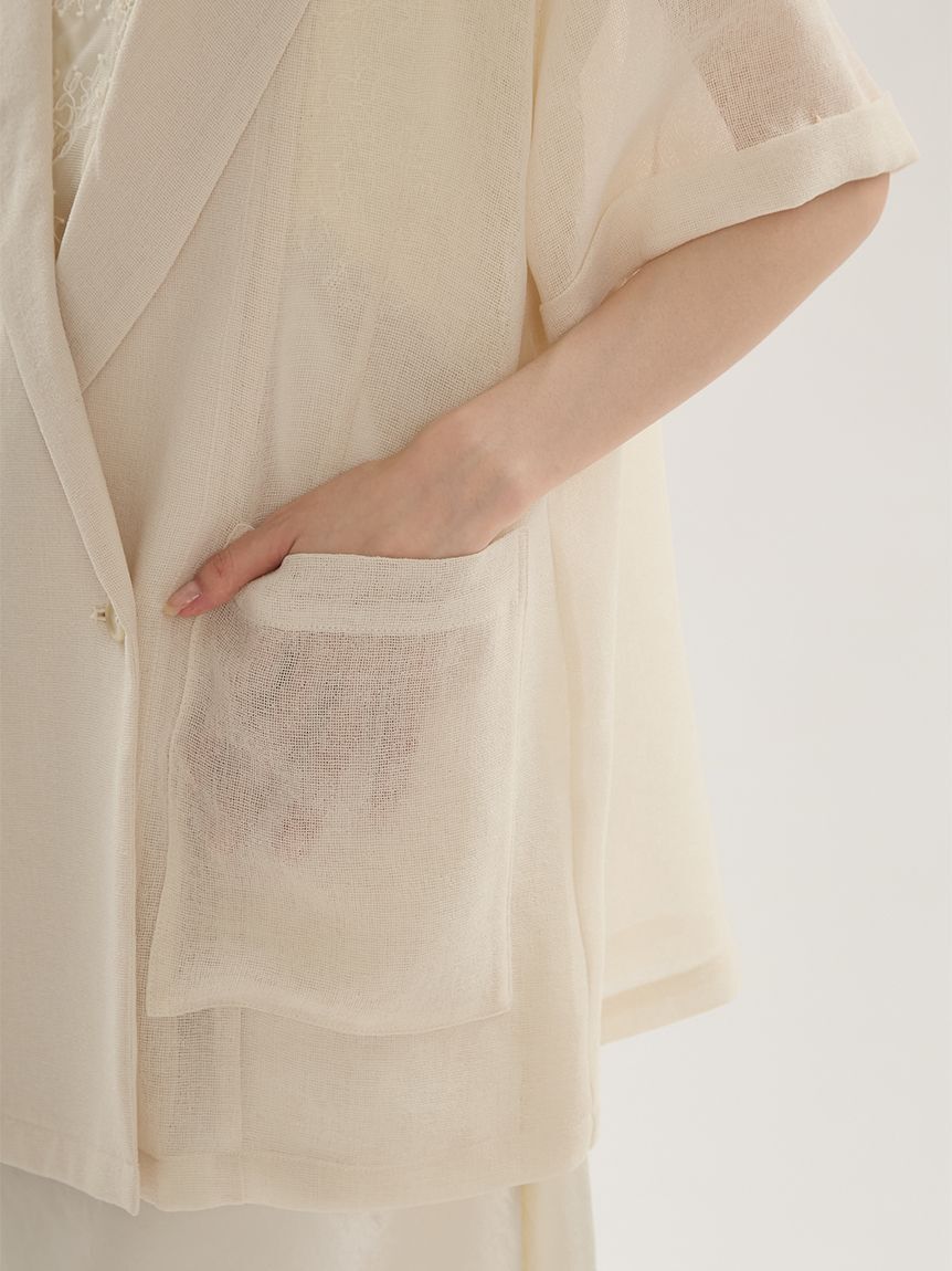 emmi atelier「カラミシアーハーフスリーブジャケット」|テーラードジャケット|
