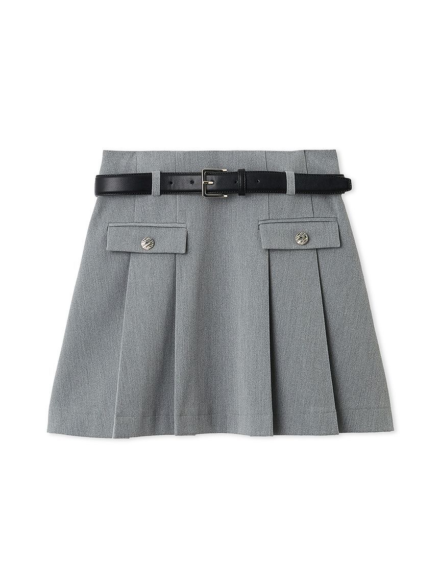 SNIDEL「ベルト付きプリーツミニスカート」|スカート|GRY