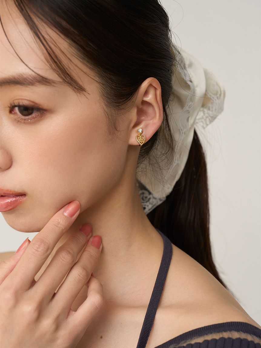 SNIDEL「ハートキャッチストーンモチーフイヤリング」|イヤリング|