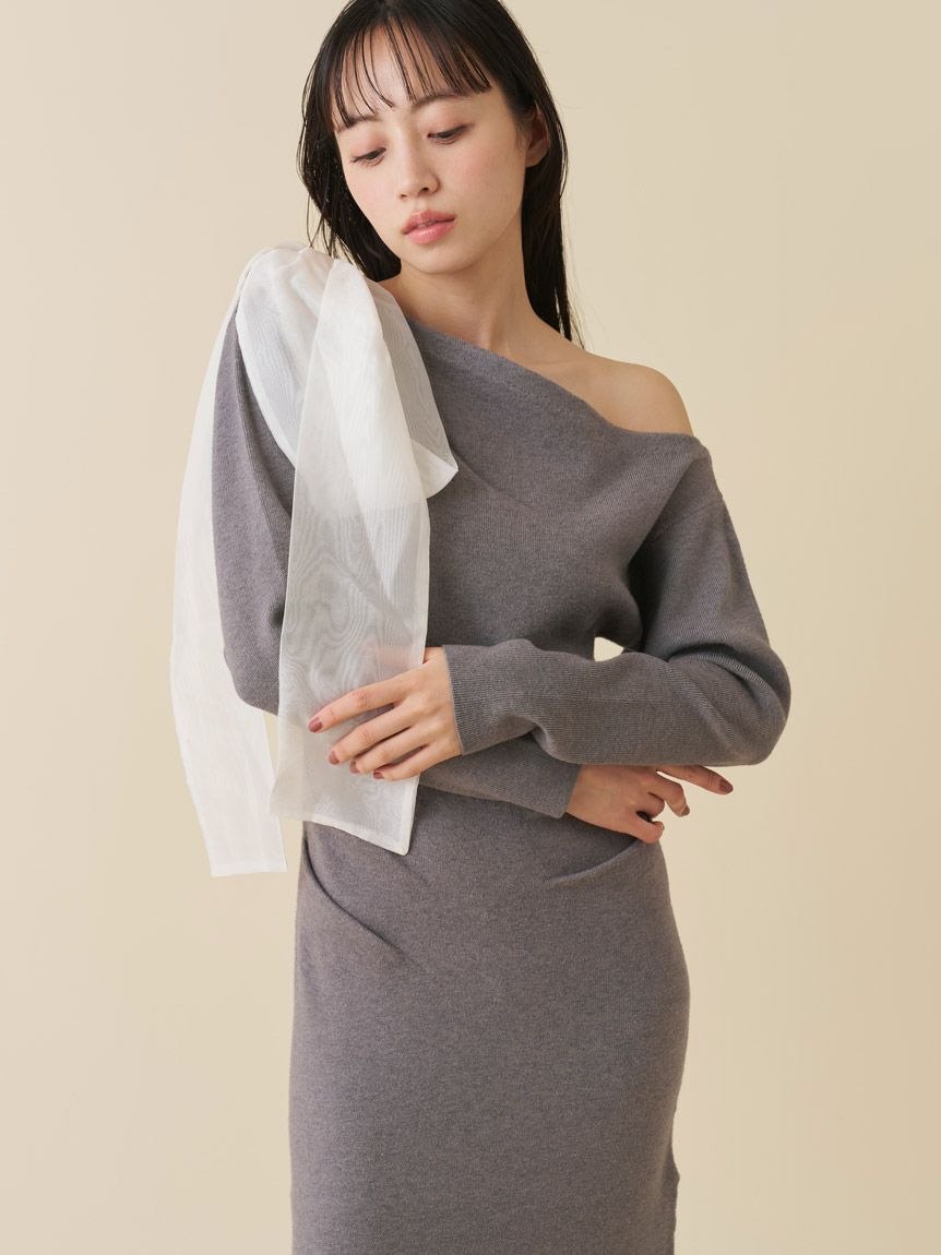 SNIDEL「ショルダーリボンニットワンピース」|ワンピース|