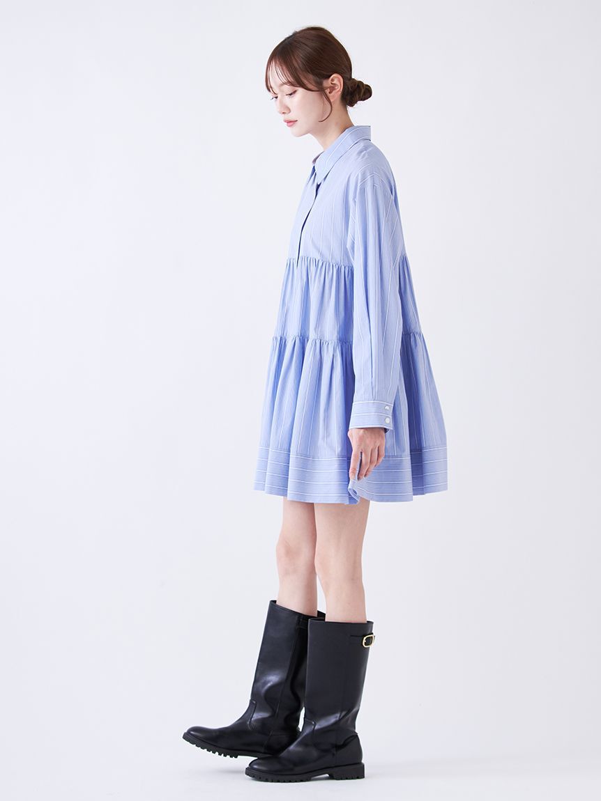 SNIDEL「ボリュームティアードミニシャツワンピース」|ワンピース|