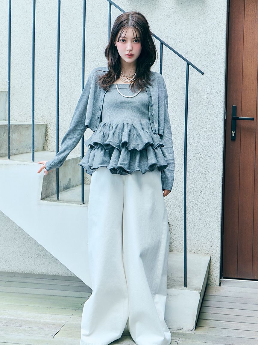 SNIDEL「【Kuroki denim】ハイライズワイドデニム」|デニム|WHT