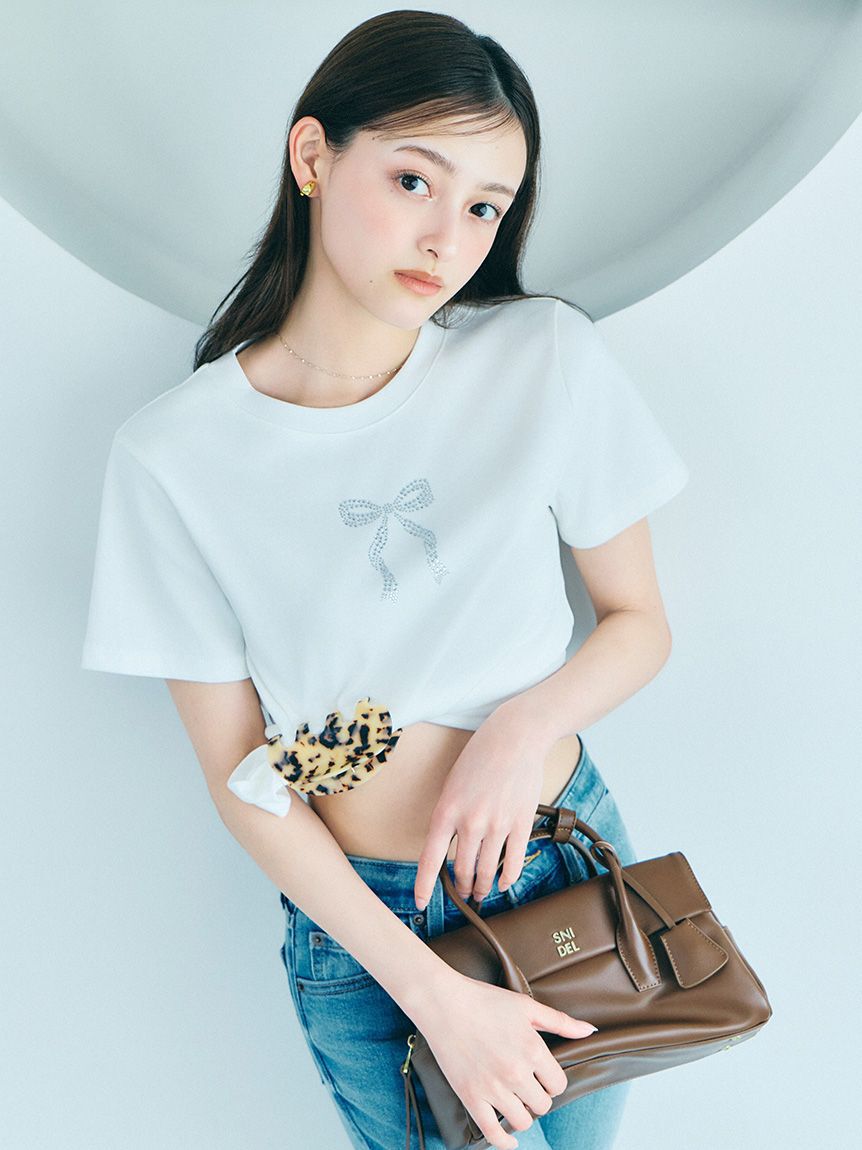 SNIDEL「【販路限定カラーあり】ラインストーンTシャツ」|Tシャツ・カットソー|WHT