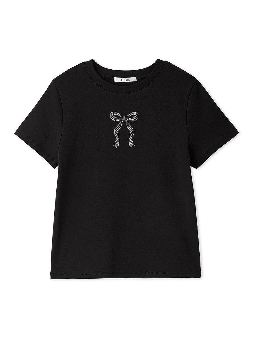 SNIDEL「【販路限定カラーあり】ラインストーンTシャツ」|Tシャツ・カットソー|BLK