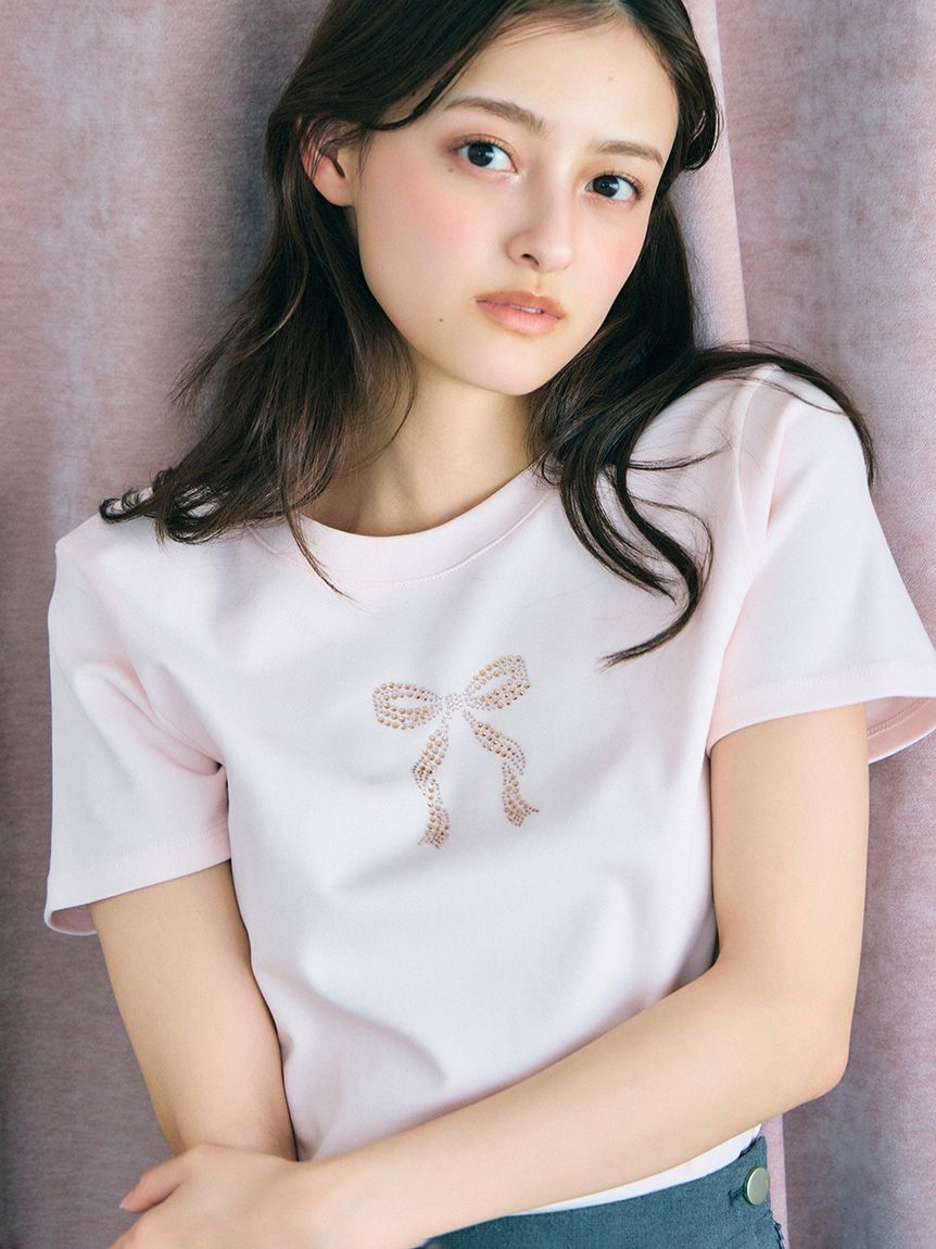 SNIDEL「【販路限定カラーあり】ラインストーンTシャツ」|Tシャツ・カットソー|PNK