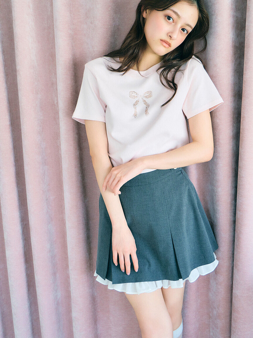 SNIDEL「【販路限定カラーあり】ラインストーンTシャツ」|Tシャツ・カットソー|