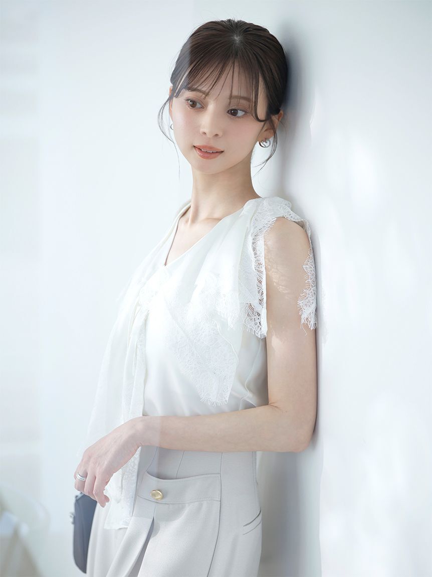 SNIDEL「ヘムレースサテンブラウス」|シャツ・ブラウス|