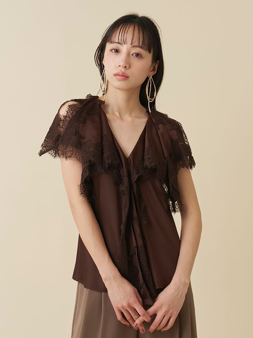 SNIDEL「ヘムレースサテンブラウス」|シャツ・ブラウス|BRW