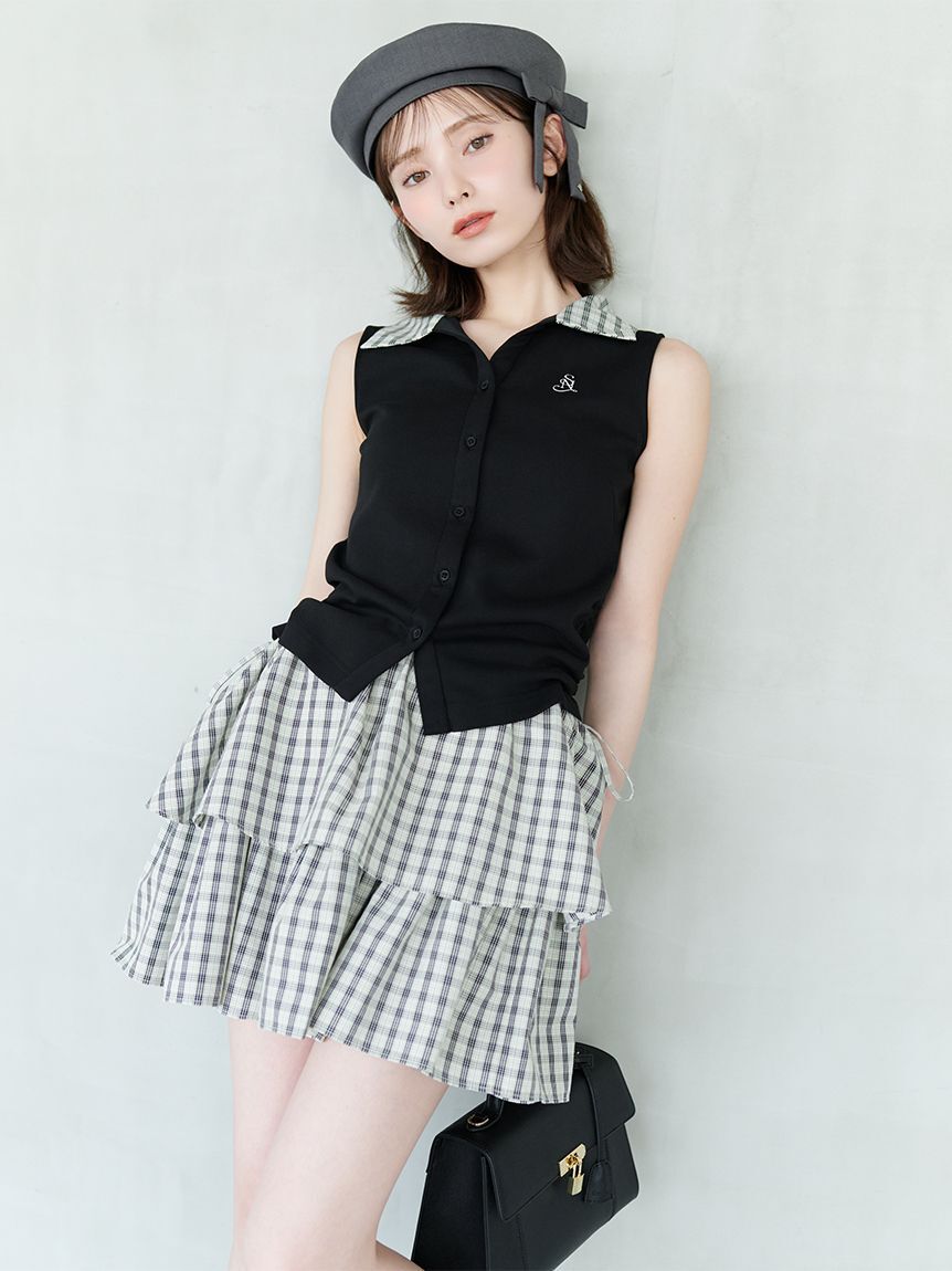 SNIDEL「ポロカットコンビミニワンピース」|ワンピース|BLK