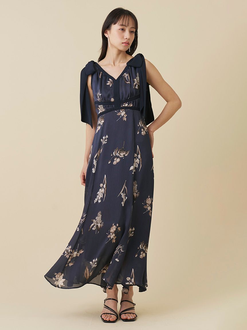 SNIDEL「トリミングフラワープリントワンピース」|ワンピース|NVY