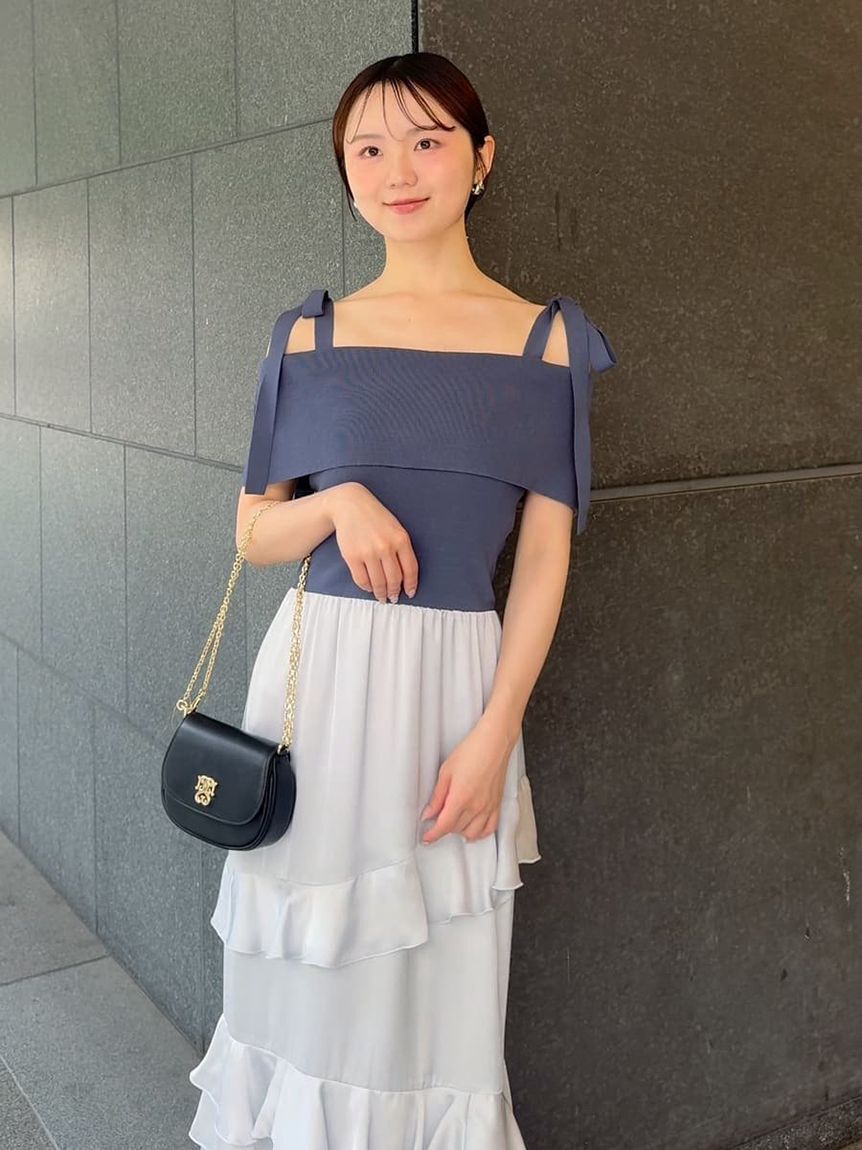 SNIDEL「オフショルニットドッキングワンピース」|ワンピース|BLU