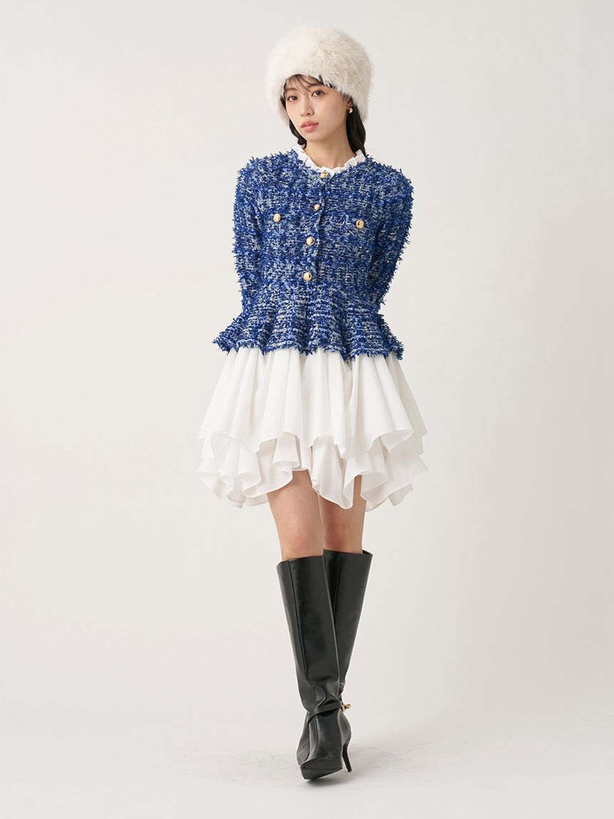 SNIDEL「ツイードライクニットドッキングワンピース」|ワンピース|BLU