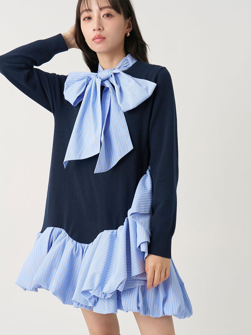 SNIDEL「リボンタイペプラムチュニックワンピース」|ワンピース|NVY