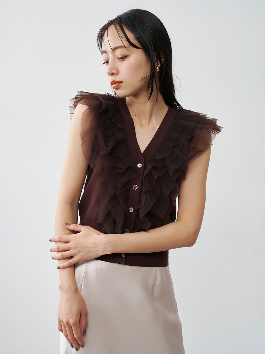 SNIDEL「チュールフリルニットプルオーバー」|ニット・セーター|BRW