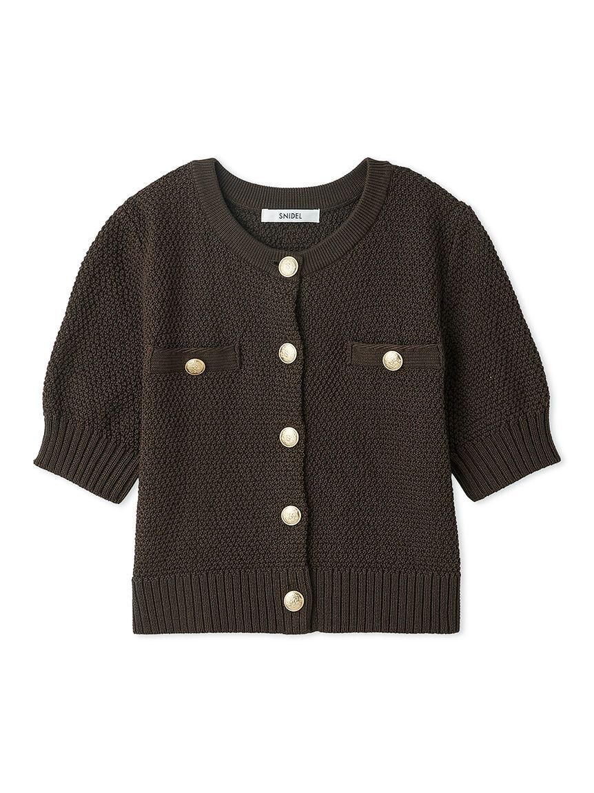 SNIDEL「バスケット編みハーフスリーブカーディガン」|カーディガン|BRW
