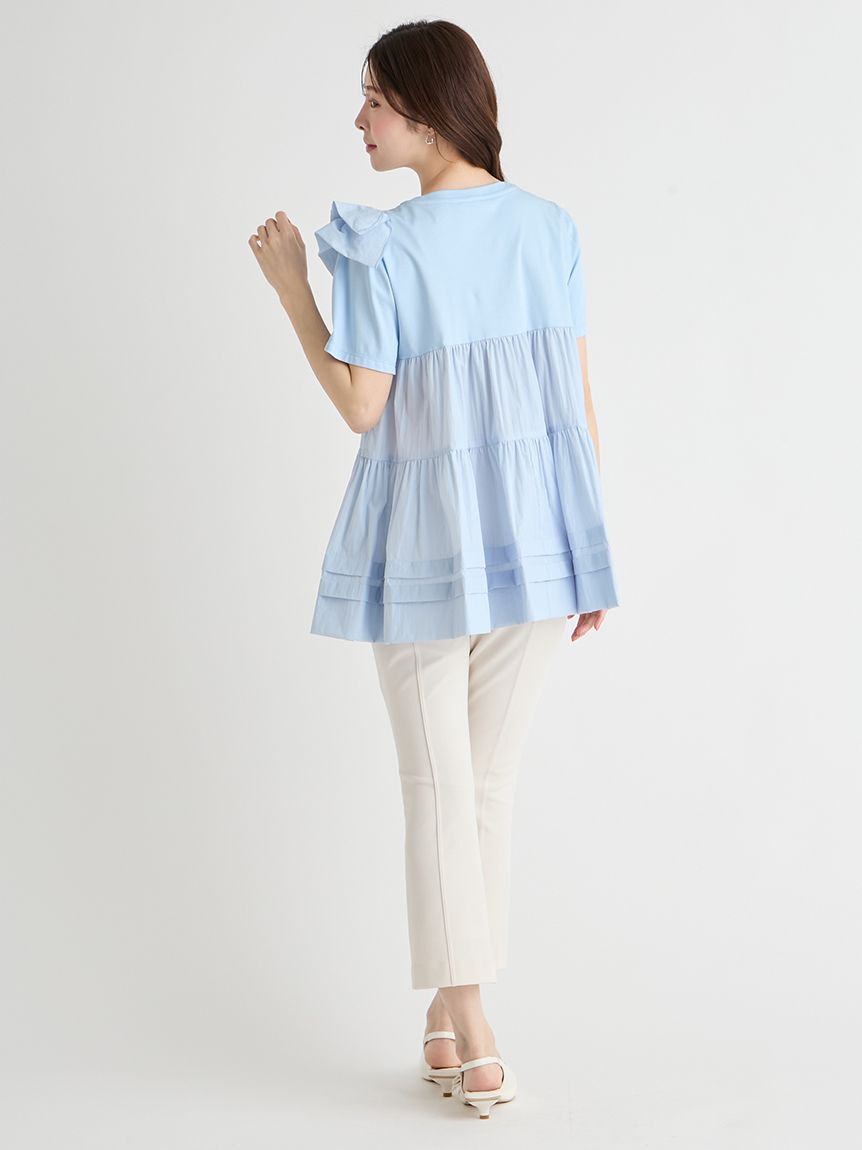 CELFORD「【洗える】ショルダーフリルチュニックカットソー」|Tシャツ・カットソー|