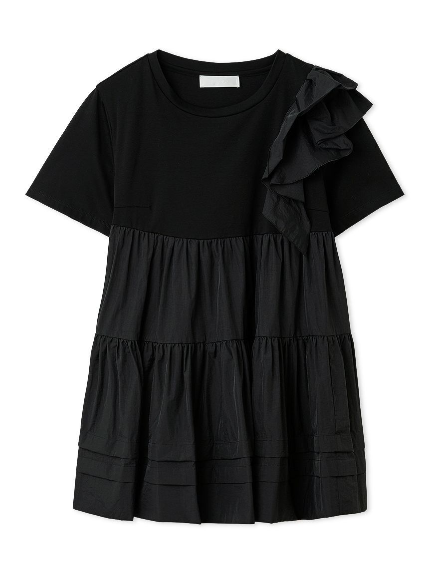 CELFORD「【洗える】ショルダーフリルチュニックカットソー」|Tシャツ・カットソー|BLK