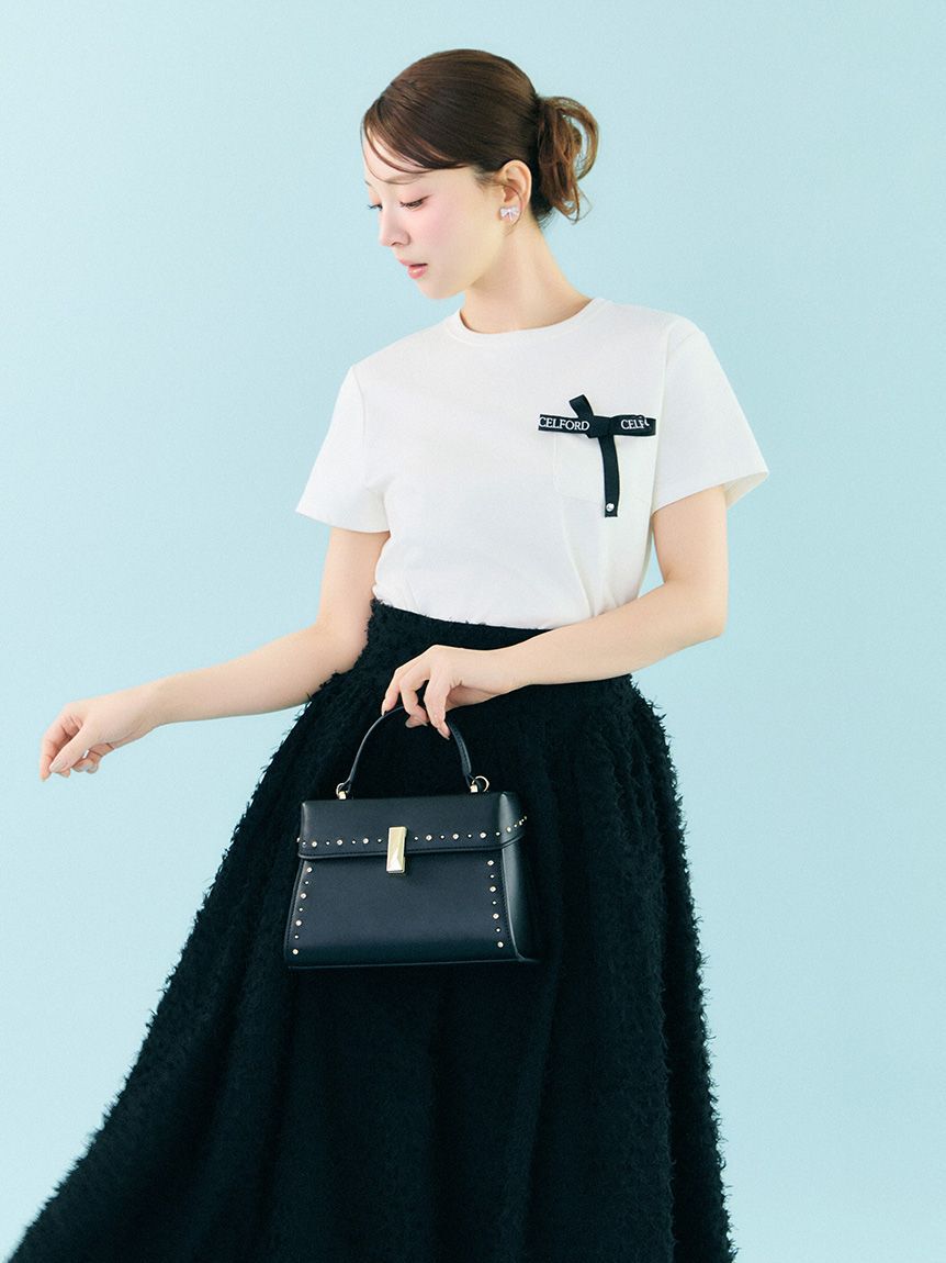 CELFORD「【洗える】ロゴ刺繍リボン付きカットソー」|Tシャツ・カットソー|WHT
