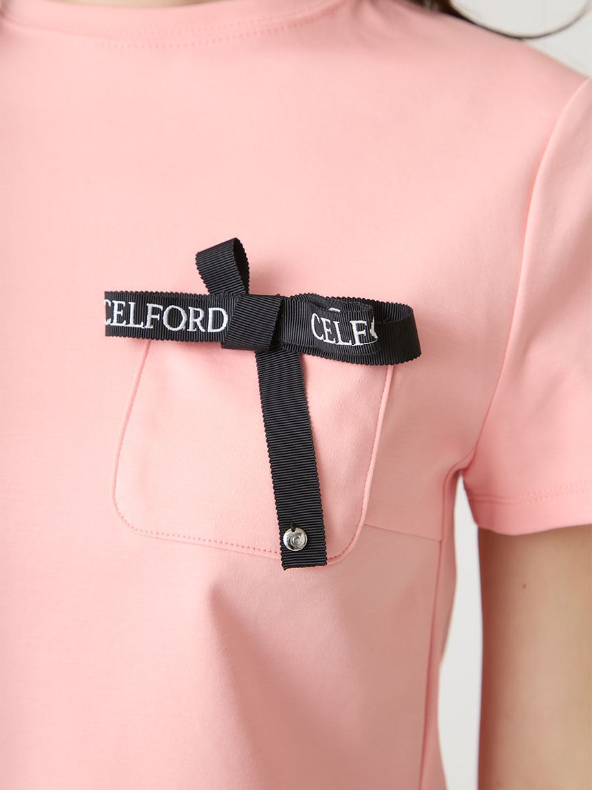 CELFORD「【洗える】ロゴ刺繍リボン付きカットソー」|Tシャツ・カットソー|