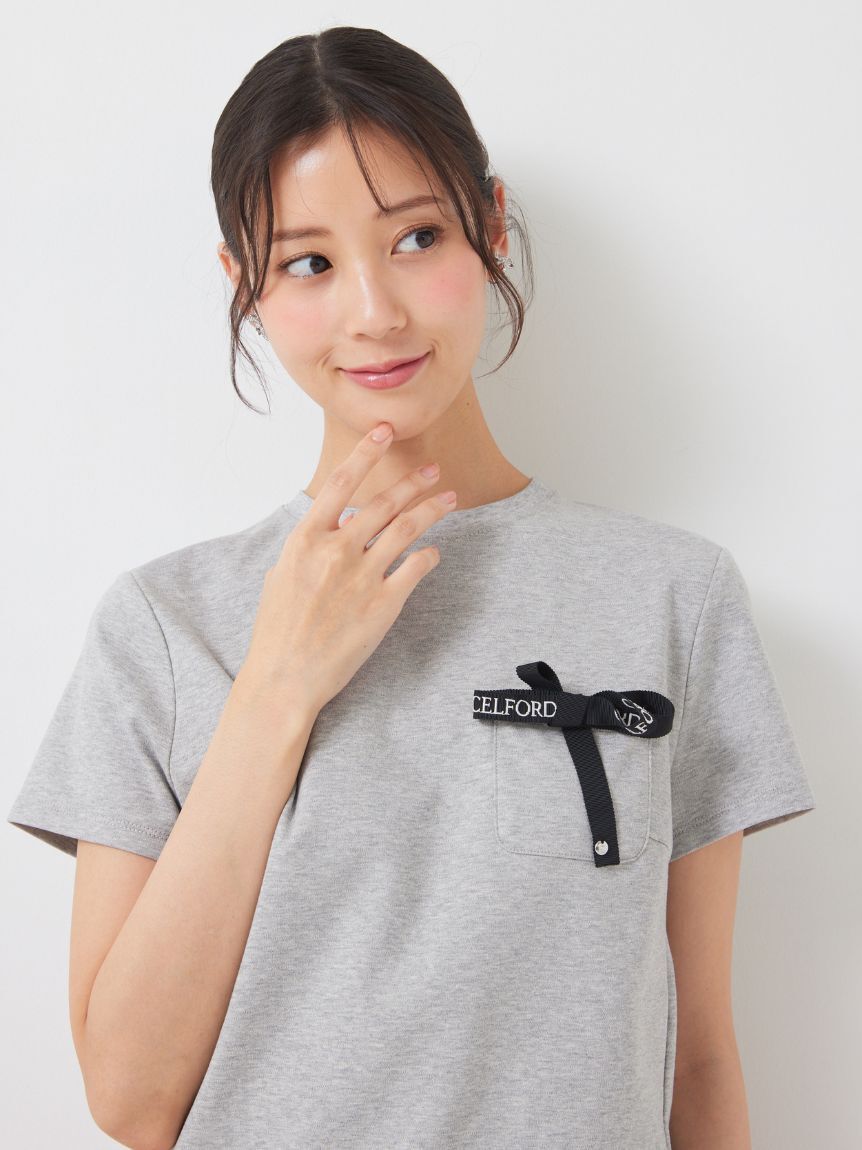 CELFORD「【洗える】ロゴ刺繍リボン付きカットソー」|Tシャツ・カットソー|