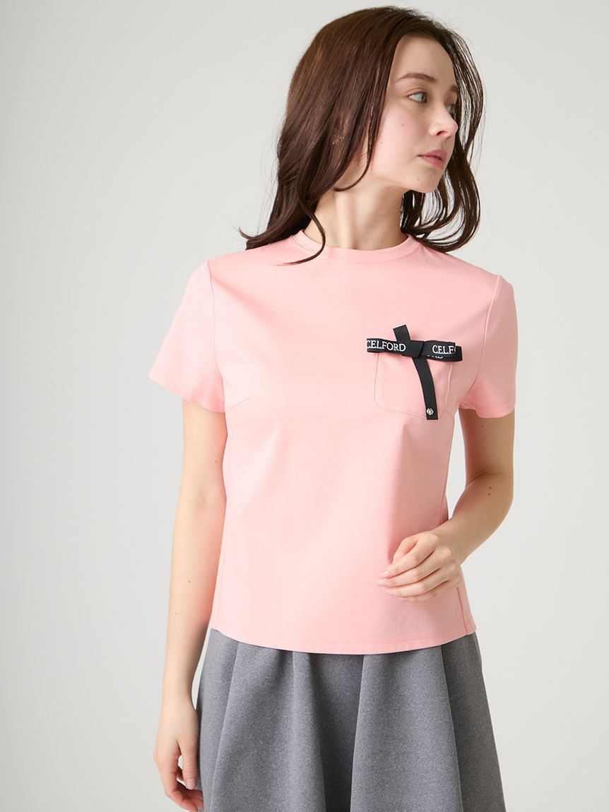 CELFORD「【洗える】ロゴ刺繍リボン付きカットソー」|Tシャツ・カットソー|