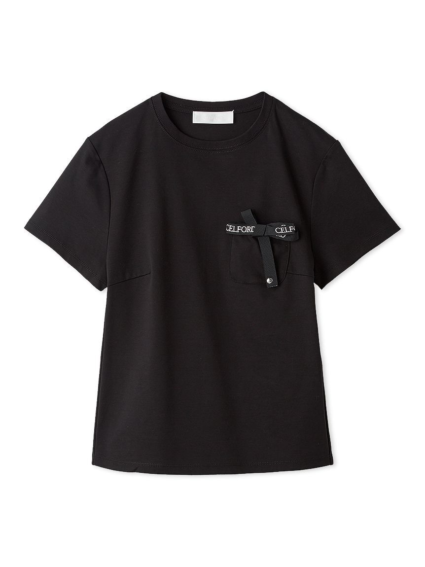 CELFORD「【洗える】ロゴ刺繍リボン付きカットソー」|Tシャツ・カットソー|BLK