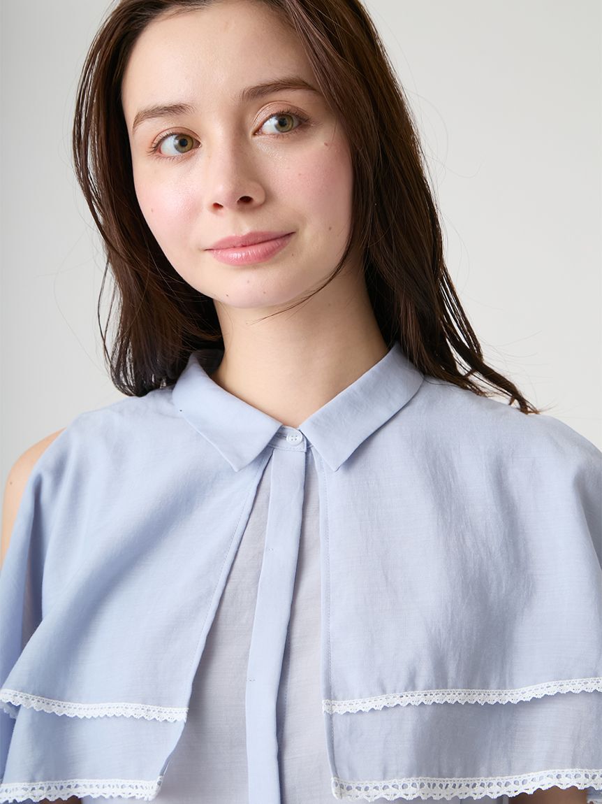 CELFORD「【洗える】2WAYレーストリムケープブラウス」|シャツ・ブラウス|
