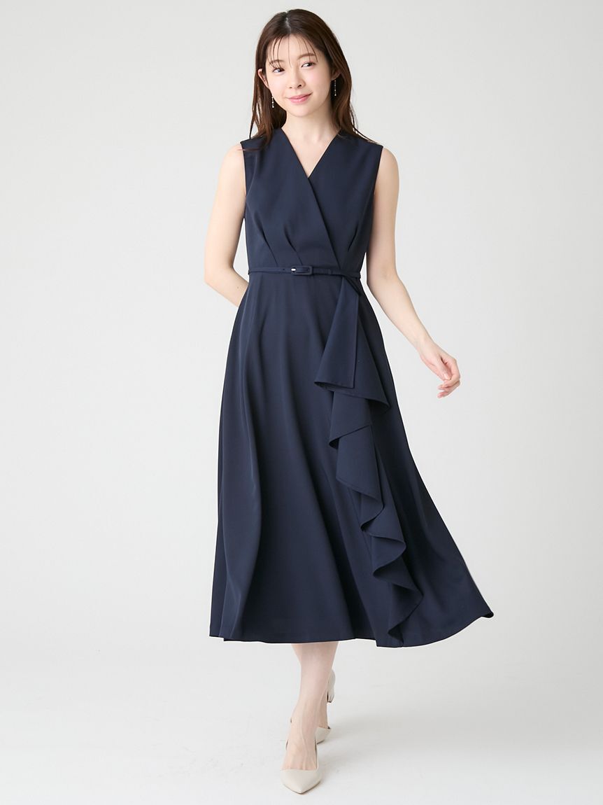 CELFORD「【洗える】カシュクールラッフルワンピース」|ワンピース|NVY