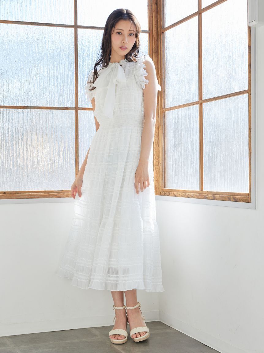 CELFORD「【洗える】【接触冷感】フリルシフォンワンピース」|ワンピース|