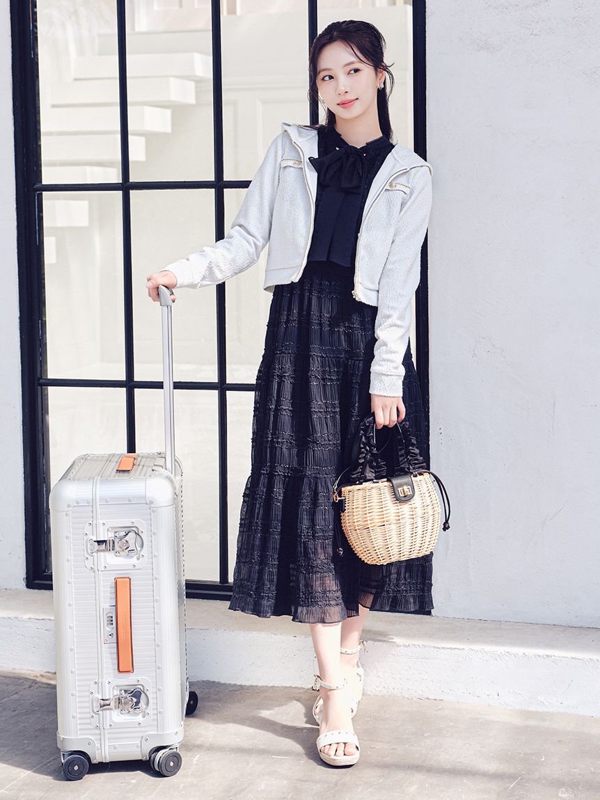 CELFORD「【洗える】【接触冷感】フリルシフォンワンピース」|ワンピース|BLK