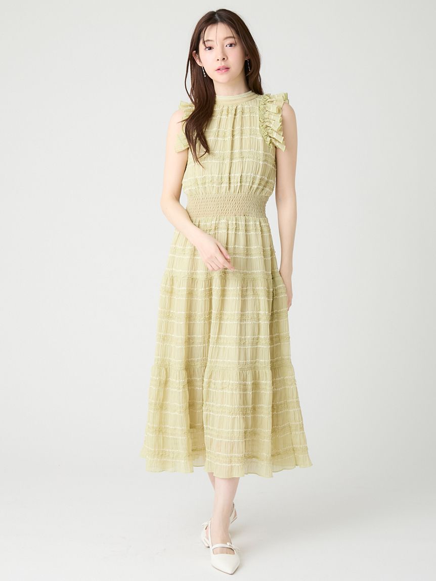 CELFORD「【洗える】【接触冷感】フリルシフォンワンピース」|ワンピース|LIME