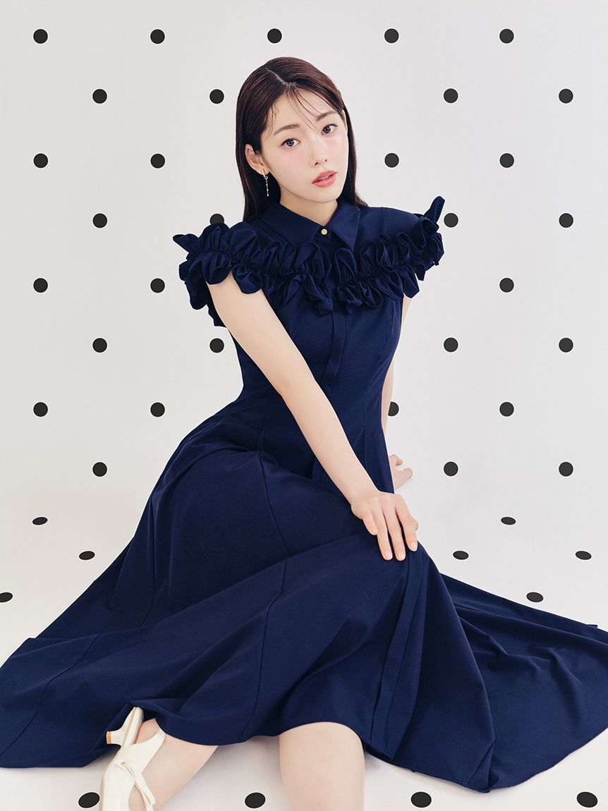CELFORD「【洗える】フリルヨークシャツワンピース」|ワンピース|NVY