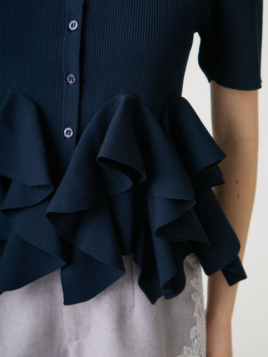 CELFORD「【洗える】【WEB・一部店舗限定カラー】ラッフルフリルペプラムニットカーディガン」|カーディガン|