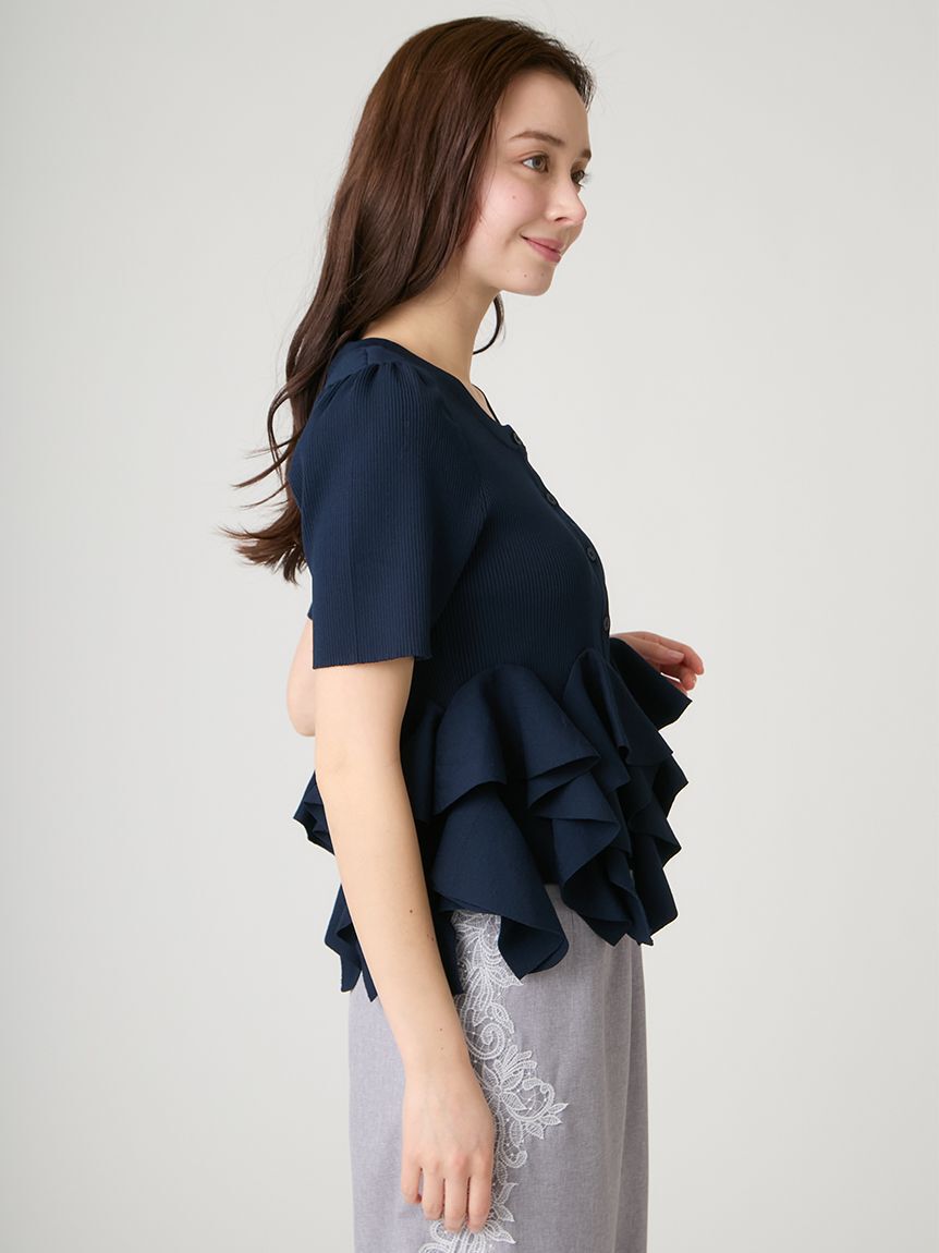 CELFORD「【洗える】【WEB・一部店舗限定カラー】ラッフルフリルペプラムニットカーディガン」|カーディガン|