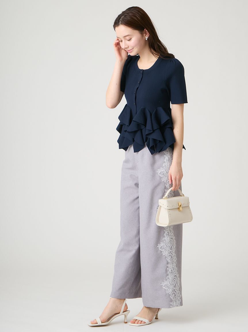 CELFORD「【洗える】【WEB・一部店舗限定カラー】ラッフルフリルペプラムニットカーディガン」|カーディガン|