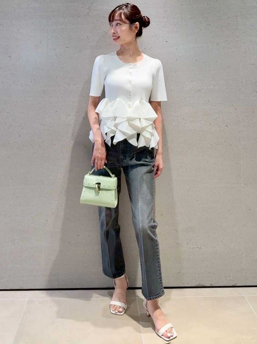CELFORD「【洗える】【WEB・一部店舗限定カラー】ラッフルフリルペプラムニットカーディガン」|カーディガン|