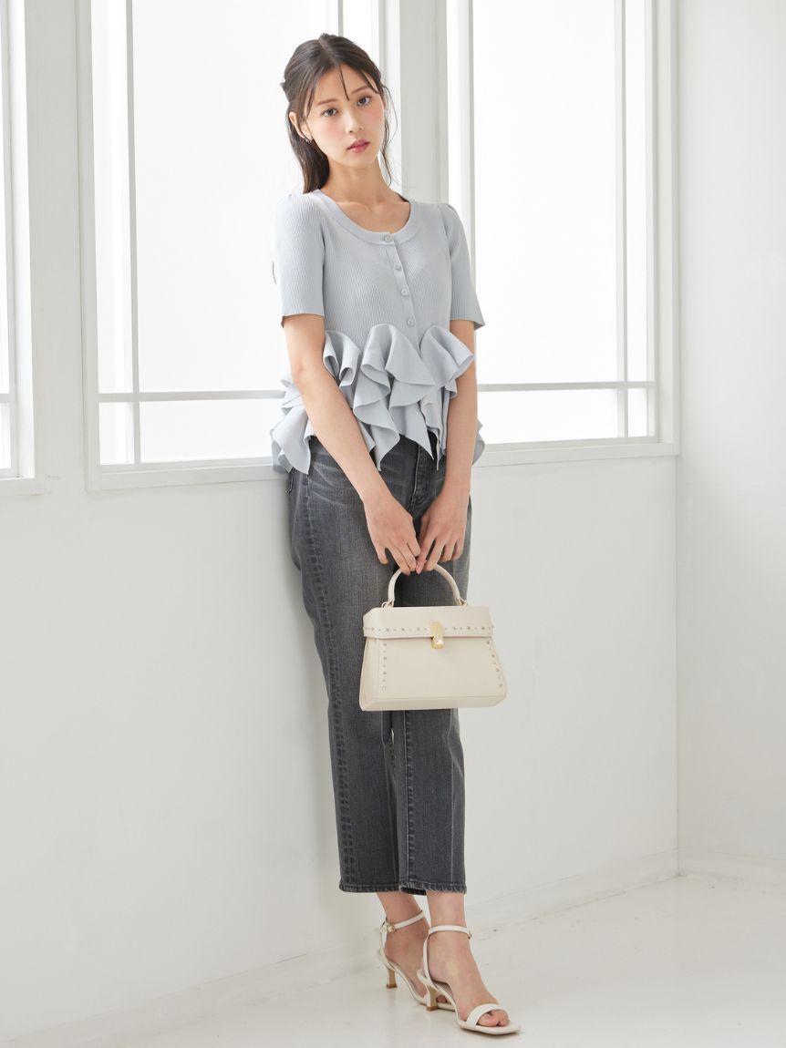 CELFORD「【洗える】【WEB・一部店舗限定カラー】ラッフルフリルペプラムニットカーディガン」|カーディガン|