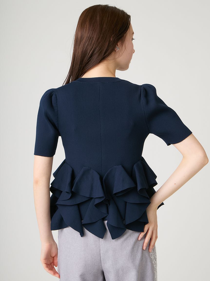 CELFORD「【洗える】【WEB・一部店舗限定カラー】ラッフルフリルペプラムニットカーディガン」|カーディガン|