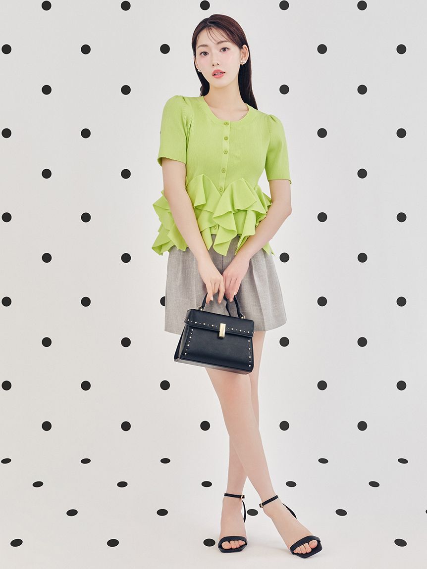 CELFORD「【洗える】【WEB・一部店舗限定カラー】ラッフルフリルペプラムニットカーディガン」|カーディガン|LIME