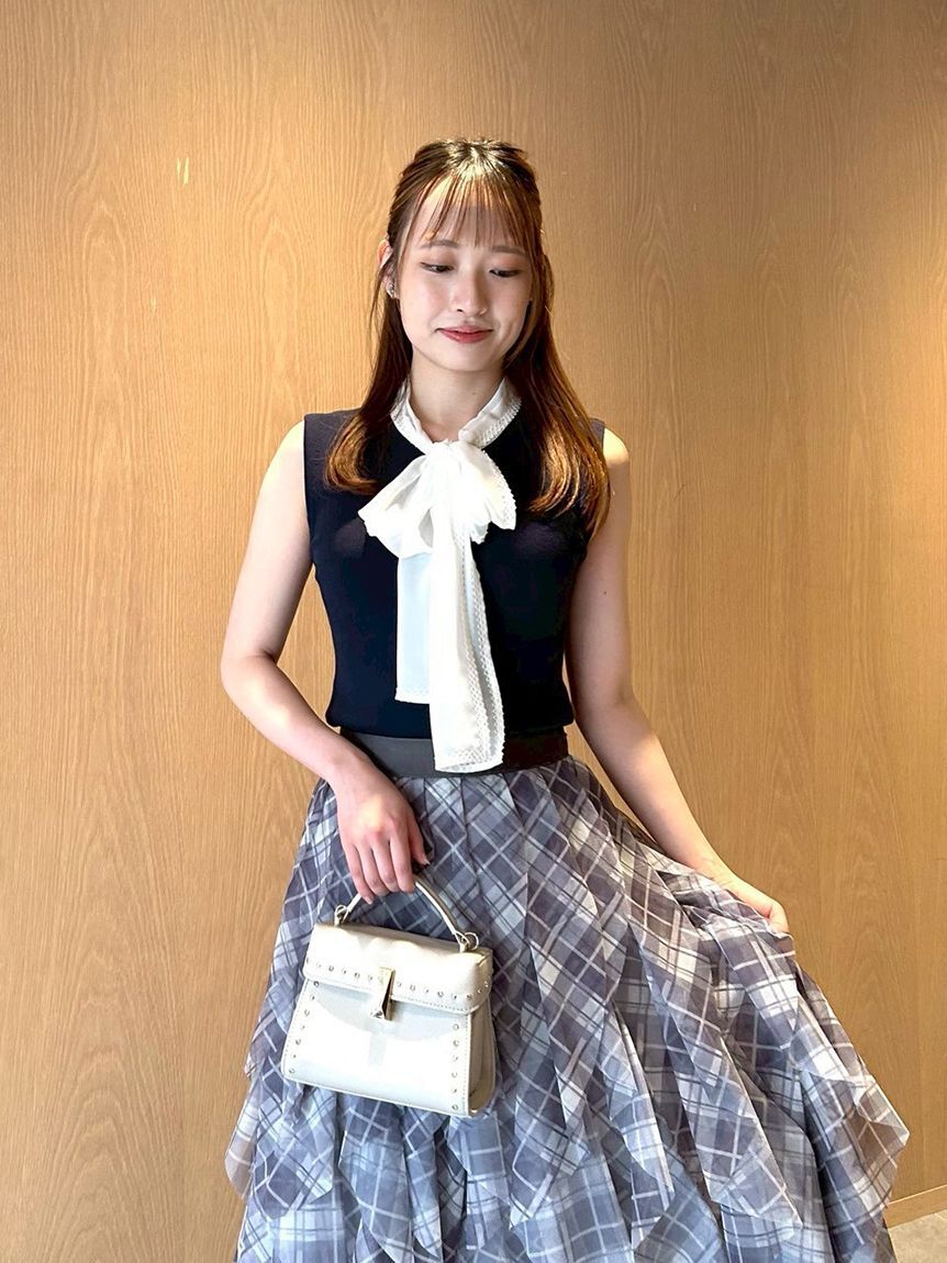 CELFORD「【洗える】【UVカット】シフォンボウタイニットプルオーバー」|ニット・セーター|