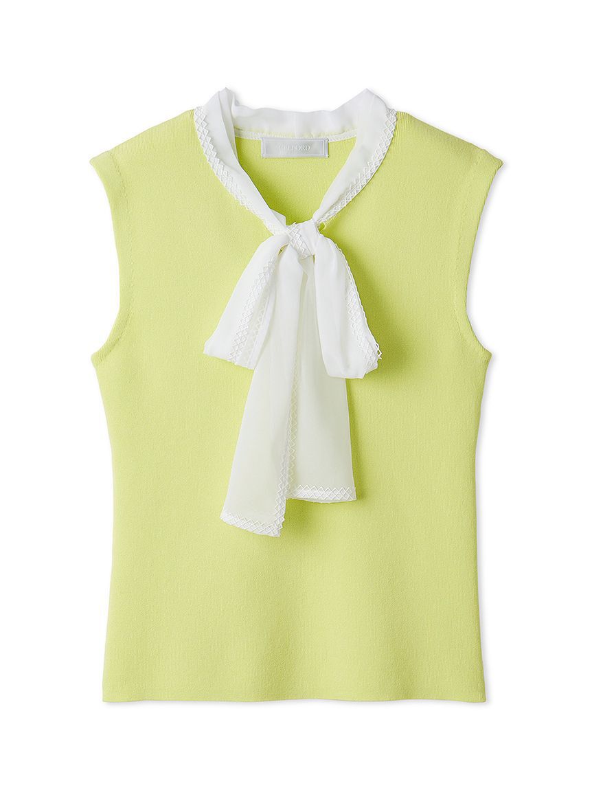 CELFORD「【洗える】【UVカット】シフォンボウタイニットプルオーバー」|ニット・セーター|LIME