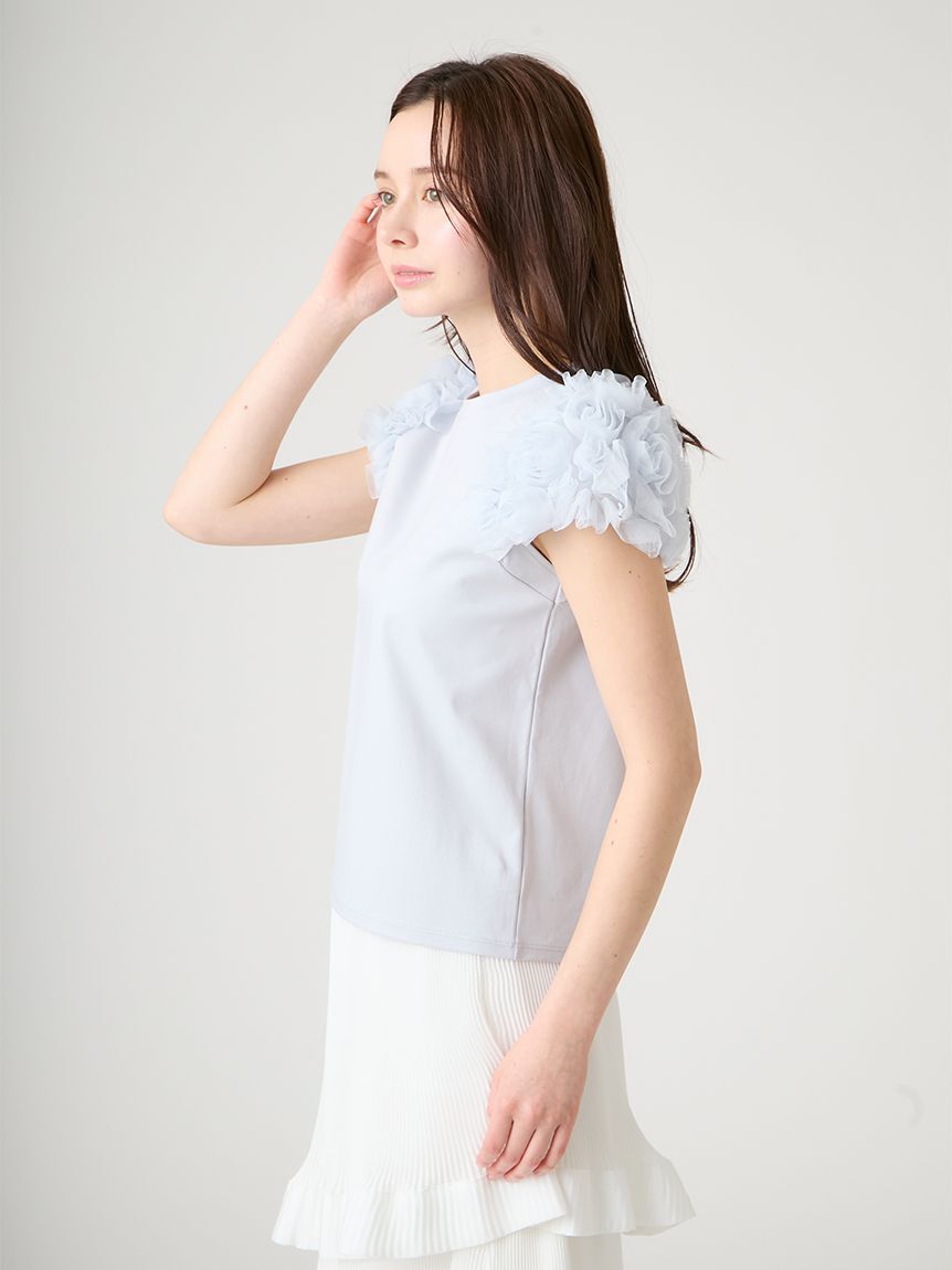 CELFORD「【洗える】チュールスリーブカットトップス」|Tシャツ・カットソー|