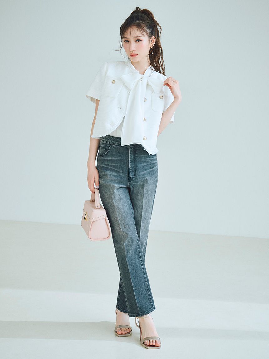 CELFORD「【ウォッシャブル】【接触冷感】ビッグリボンフレアスリーブブラウス」|シャツ・ブラウス|OWHT