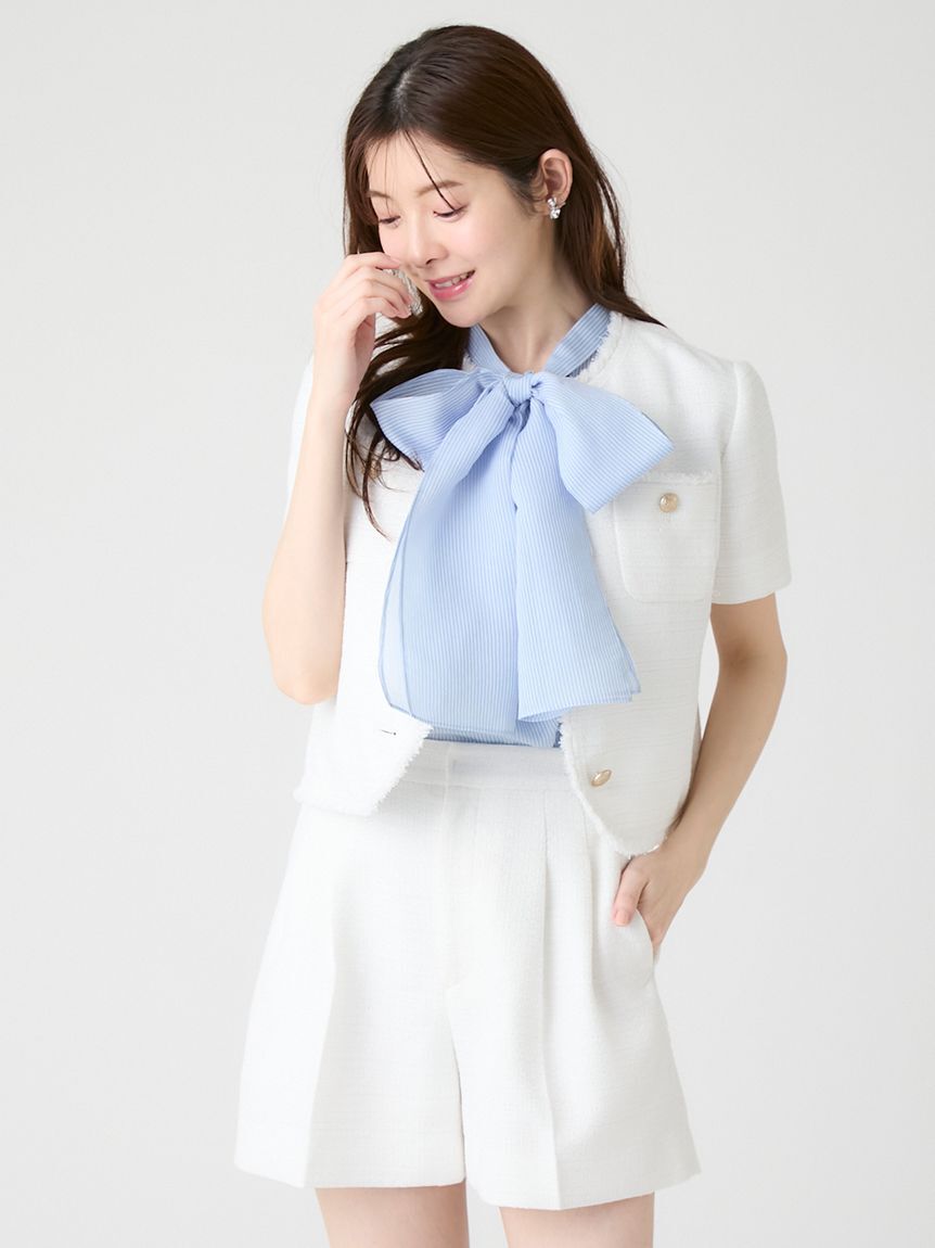 CELFORD「【ウォッシャブル】【接触冷感】ビッグリボンフレアスリーブブラウス」|シャツ・ブラウス|