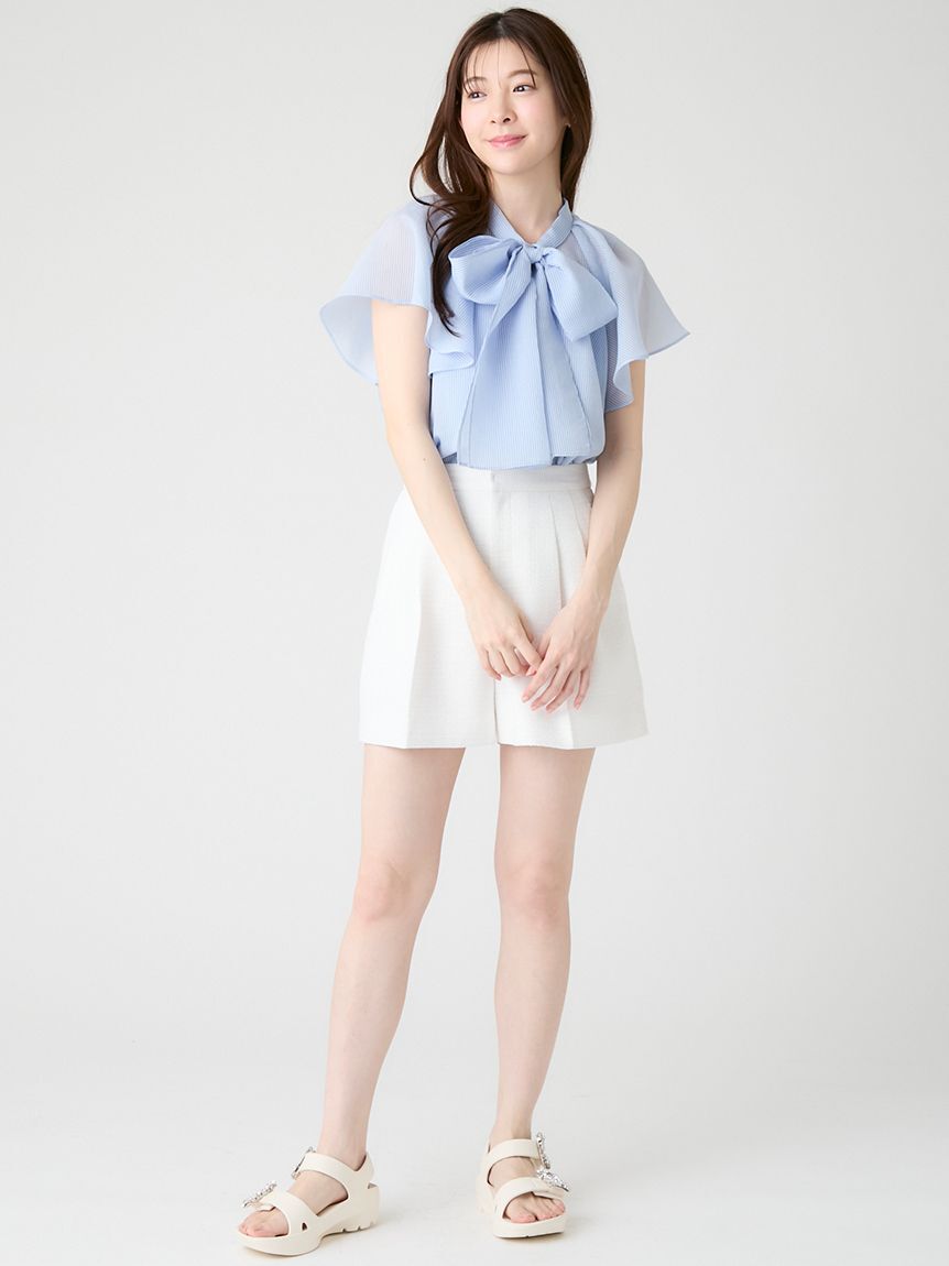 CELFORD「【ウォッシャブル】【接触冷感】ビッグリボンフレアスリーブブラウス」|シャツ・ブラウス|