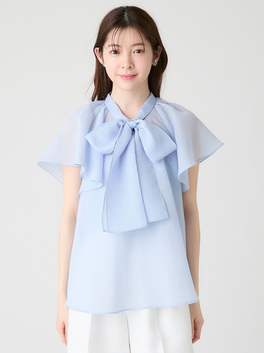 CELFORD「【ウォッシャブル】【接触冷感】ビッグリボンフレアスリーブブラウス」|シャツ・ブラウス|