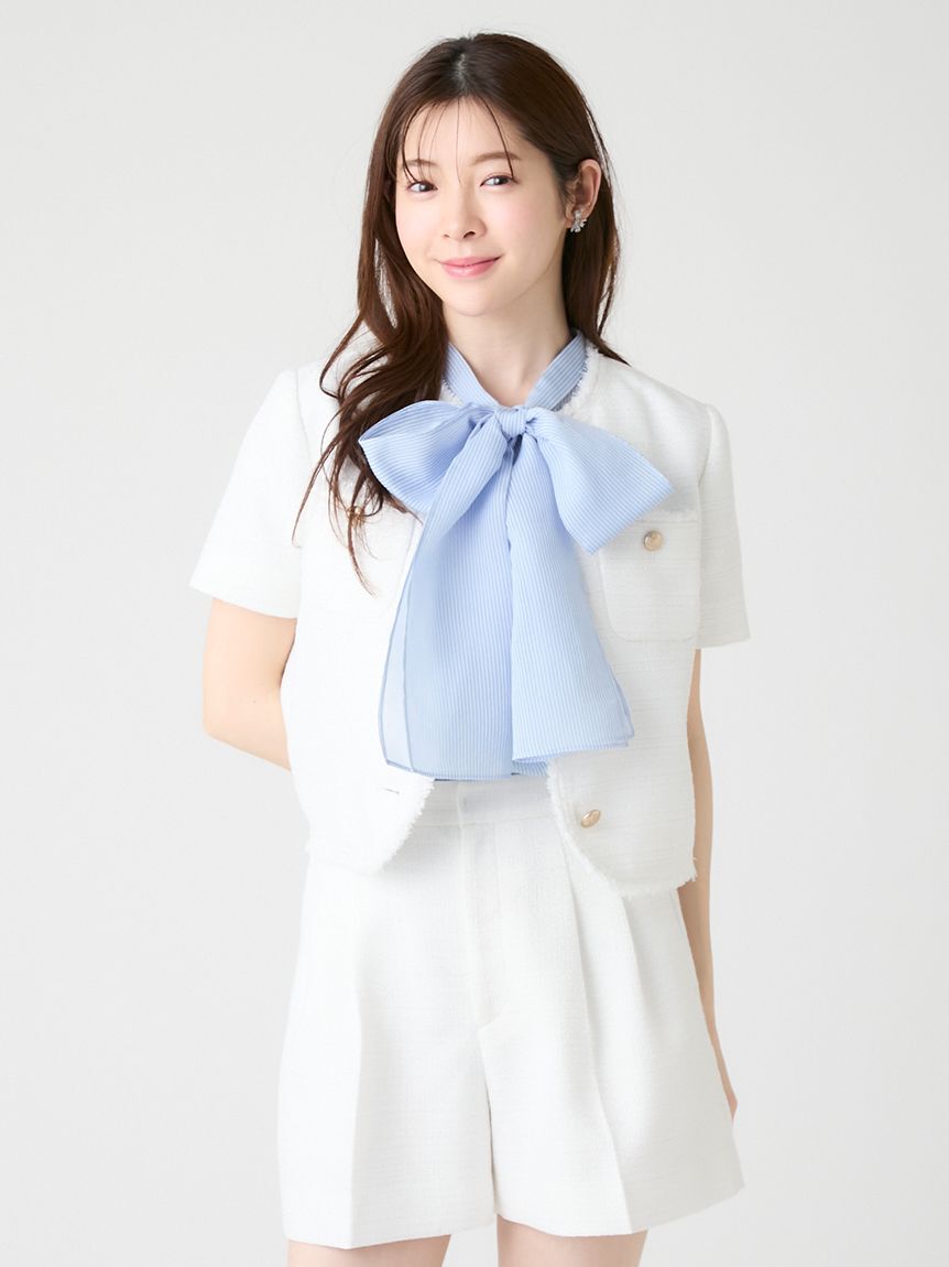 CELFORD「【ウォッシャブル】【接触冷感】ビッグリボンフレアスリーブブラウス」|シャツ・ブラウス|