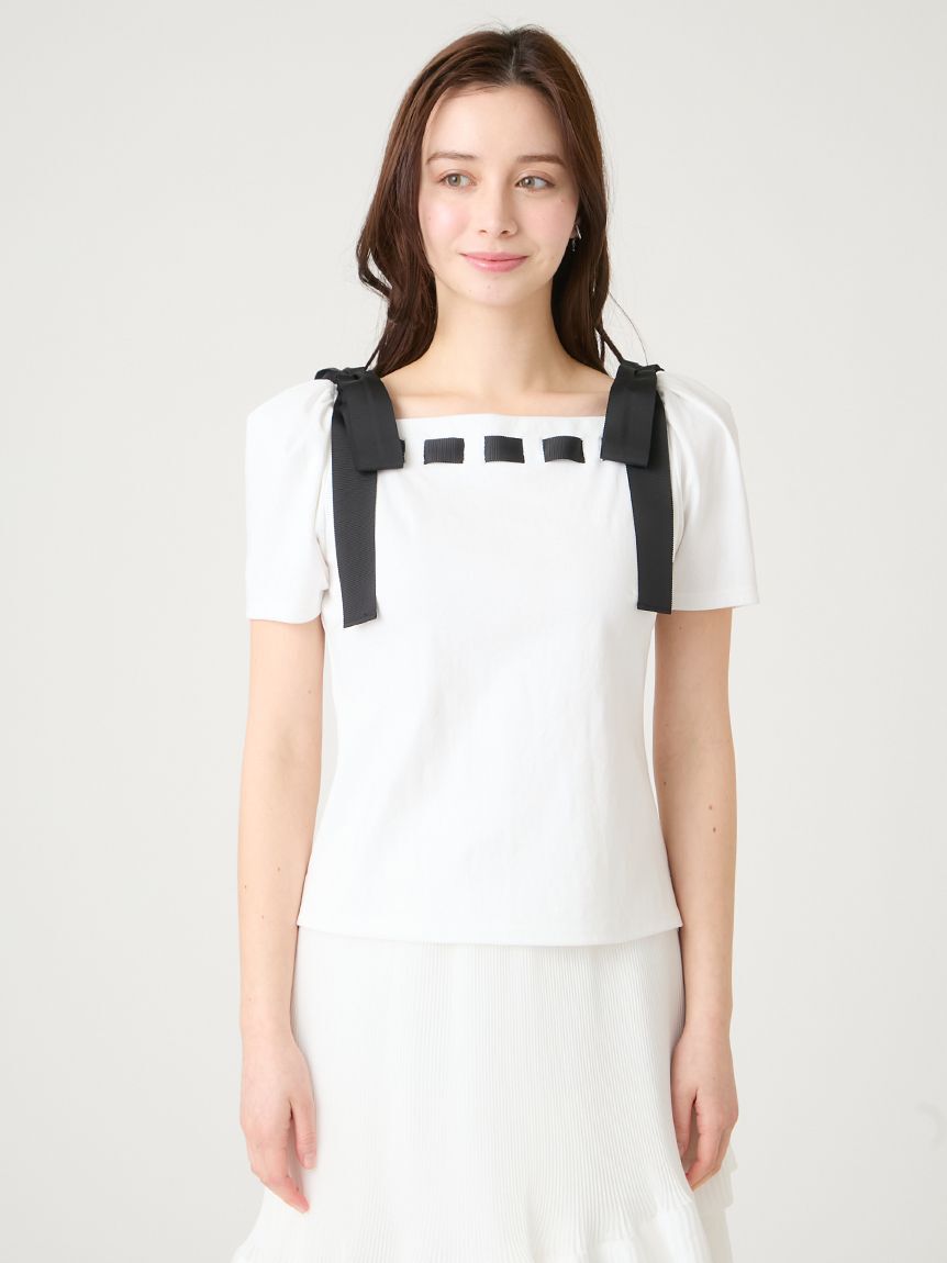 CELFORD「【洗える】ショルダーリボンカットソー」|Tシャツ・カットソー|