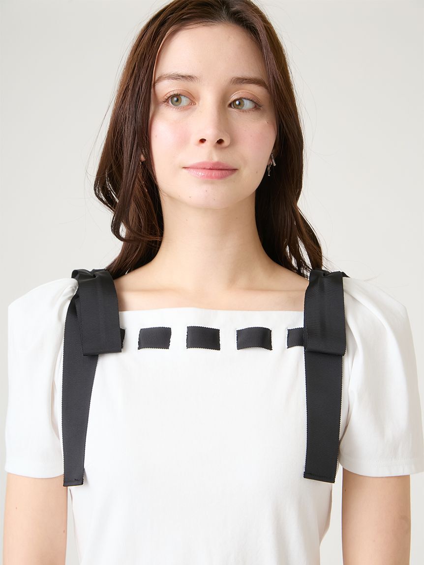CELFORD「【洗える】ショルダーリボンカットソー」|Tシャツ・カットソー|