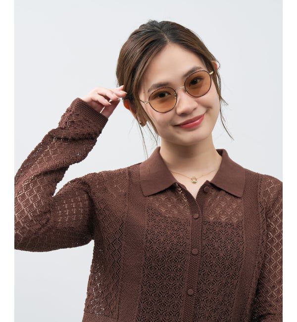  「ボストン型 サングラス | 丸型 メタル カラーレンズ おしゃれ 紫外線対策 UVカット TREND SUNGLASSES」|サングラス|茶系デミ
